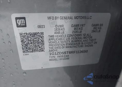 2024 Chevrolet Malibu Fwd 1Lt z USA, uszkodzony, nr VIN 1G1ZD5ST6RF113650